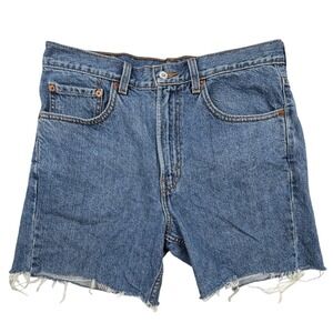 Levis 505 Mens Regular Fit Cutoff Denim Shorts Blue Medium Wash W32 Cut Off